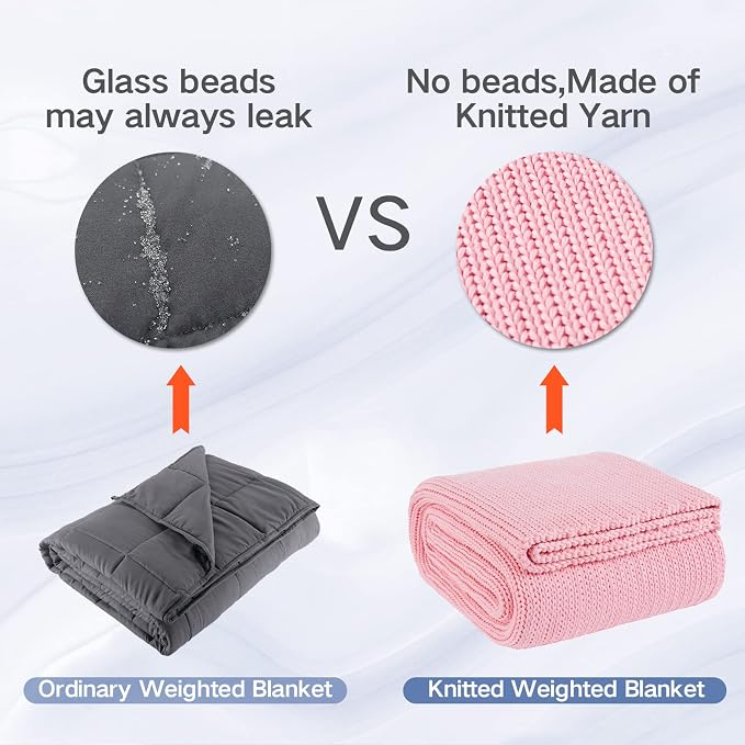 Guohaoi Knitted Weighted Blanket Kids No Beads Cooling Heavy Blanket, Home - Image 5