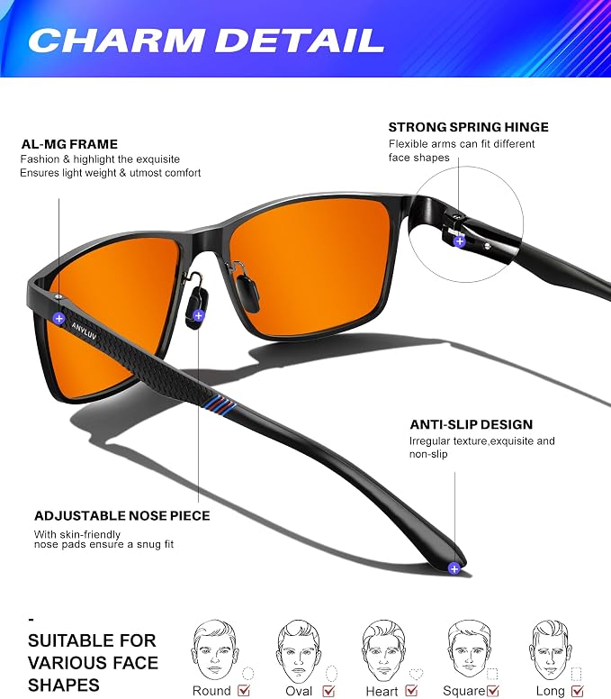 ANYLUV Blue Light Glasses Men, Relieve Eyestrain and Eye Protection, Al-Mg - Image 3