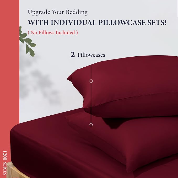 100% Egyptian Cotton Pillow Cases King Size Set of 2 - Image 3