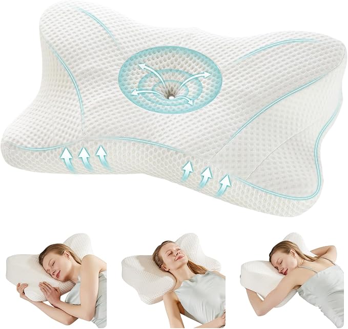DUMOS Cervical Neck Pillow, Cooling Ergonomic Memory Foam Pillows by DumosLifestyle