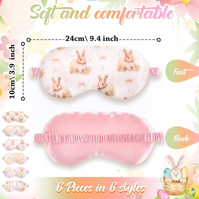 Cuffbow 6 Pack Plush Sleep Mask Set, Cute Plush Eye Masks - Image 2