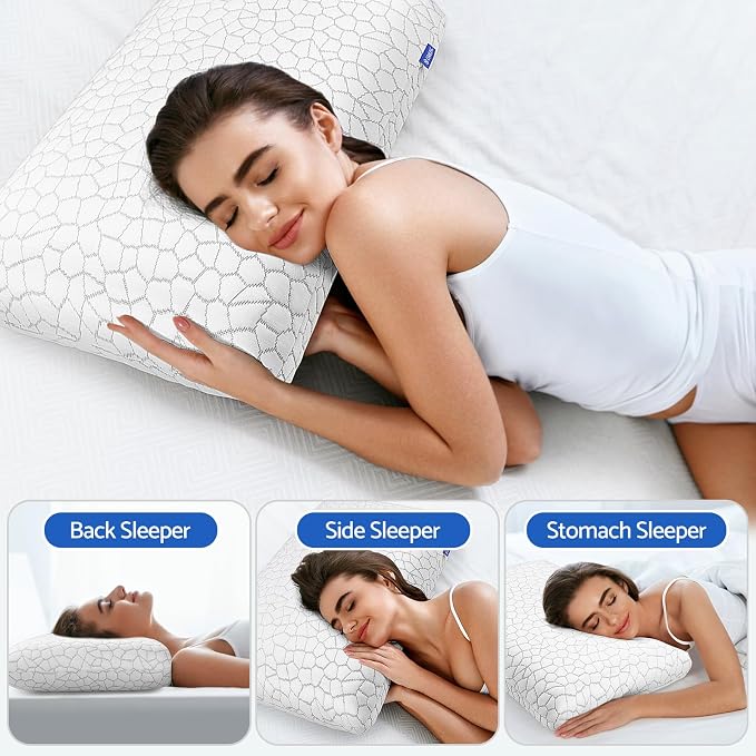 CushZone Memory Foam Pillows for Sleeping, Bed Pillow - Image 7
