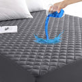 GRT Full Size Grey Quilted Fitted Mattress Pad, 100% Waterproof Breathable by GRT