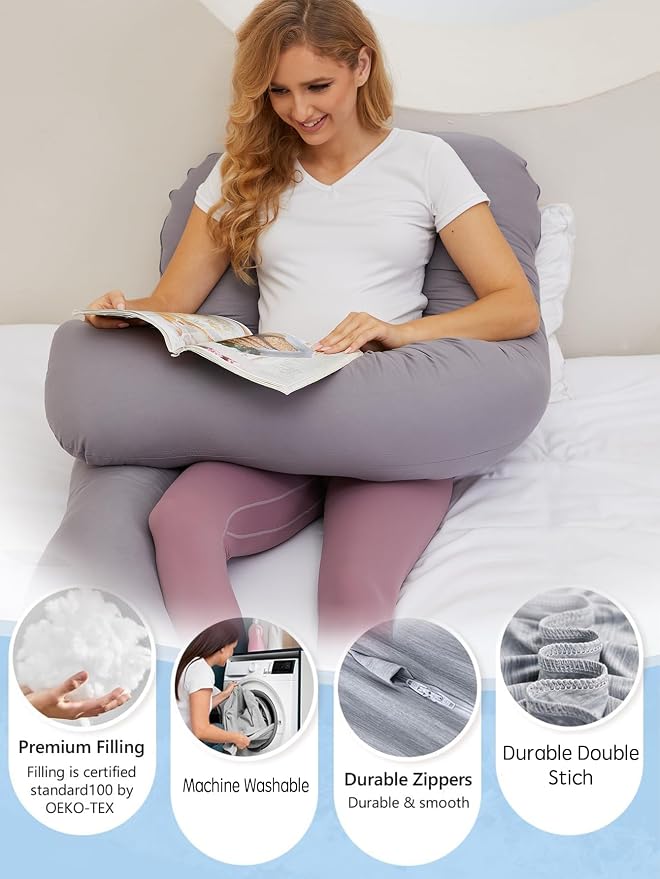 Pregnancy Pillow for Sleeping, U Shaped Maternity Pillow - Image 6
