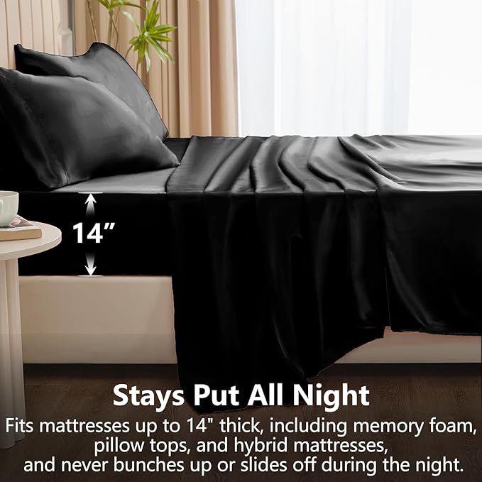 CozyLux Satin Sheets Queen Size Bed Set - Image 4