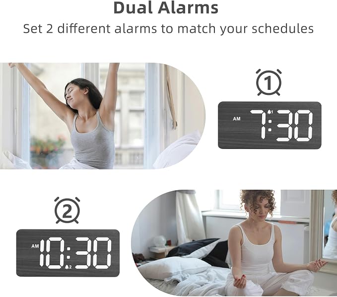 uscce Wooden Digital Alarm Clocks - Image 5