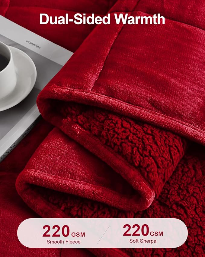 Super Fuzzy Soft Sherpa Fleece Weighted Blanket, 15 lbs Dual Sided Fluffy Heavy - Image 4