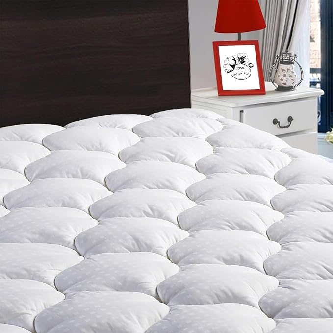 LEISURE TOWN Cotton Full XL Size Mattress Pad Fitted Quilted Mattress Cover by LEISURETOWN