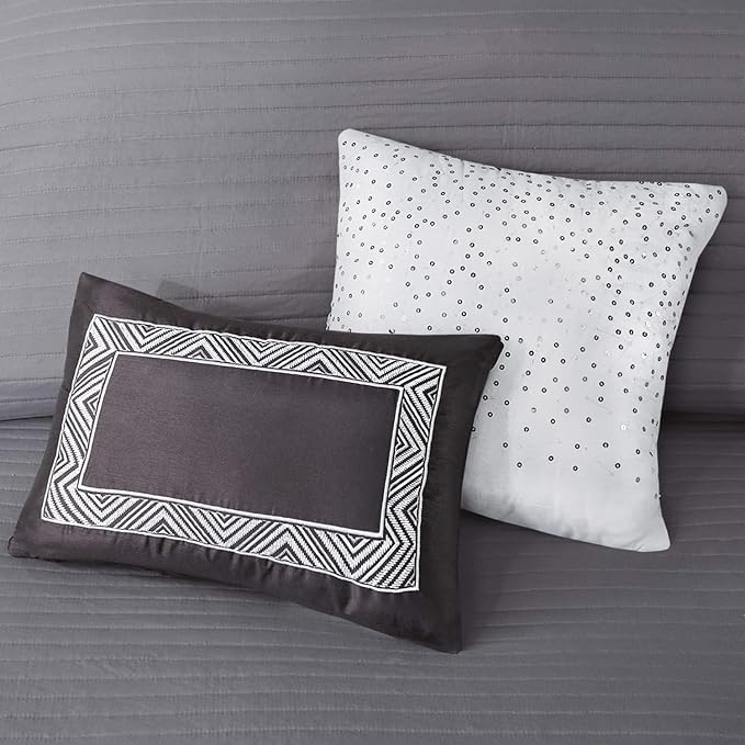Madison Park Queen Quilt Set Lustrous Jacquard & Glitter Accent Coverlet Set - Image 13