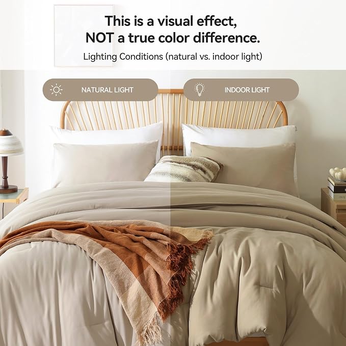 ROSGONIA Oversized King Comforter Light Khaki - Image 2