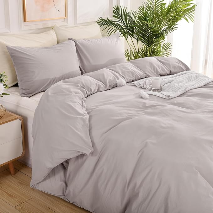 NEXHOME PRO Duvet Cover King Size, 100% Washed Cotton Orgnic Linen Like - Image 3