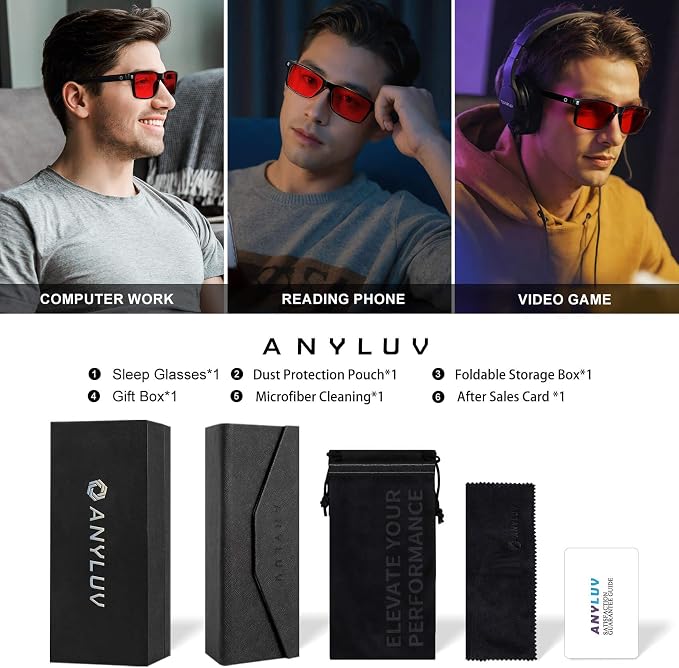 ANYLUV Blue Light Glasses Men Woman, Eye Strain Relief Eye Protection - Image 6