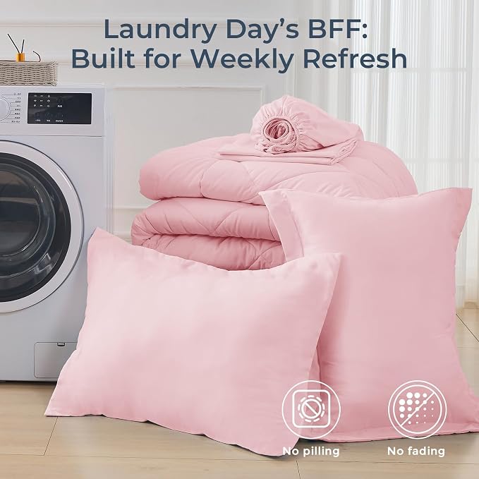 HEVUMYI Pink Twin Comforter Set - Image 7