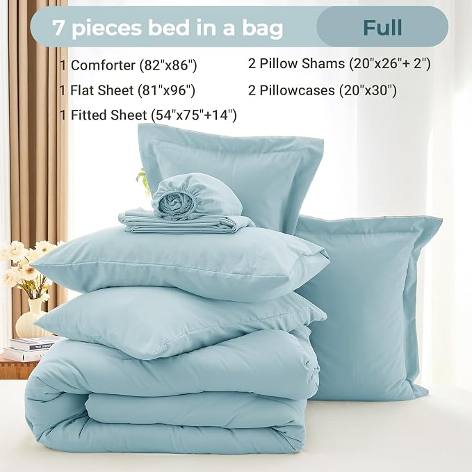 MUXHOMO 7 Pieces Full Comforter Set, Soft Bed in a Bag Full Size, All Season - Image 4