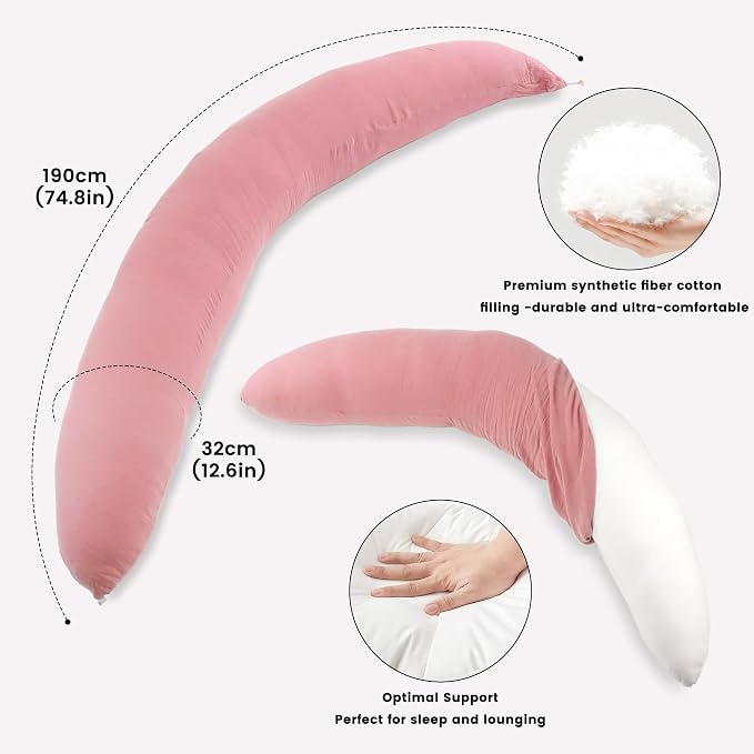 Pregnancy Pillow for Side Sleeping, 74 Inch C Shaped Long Body Pillow, Sleep - Image 3