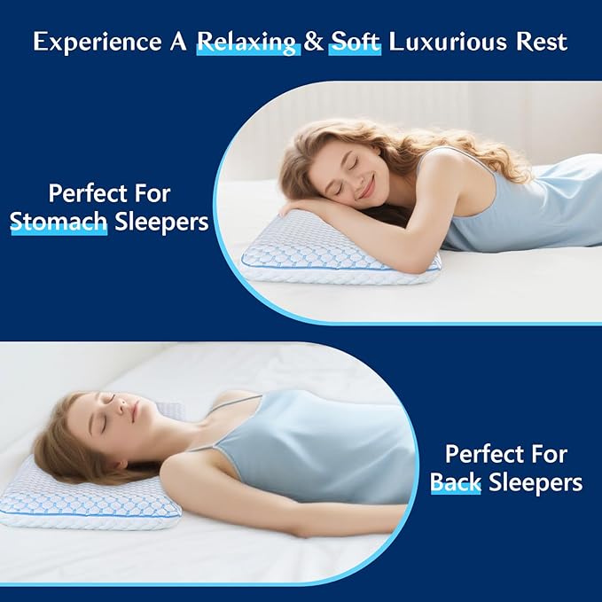 Stomach Sleeping Pillow for Shoulder and Neck Pain Relief, Thin Memory Foam - Image 7