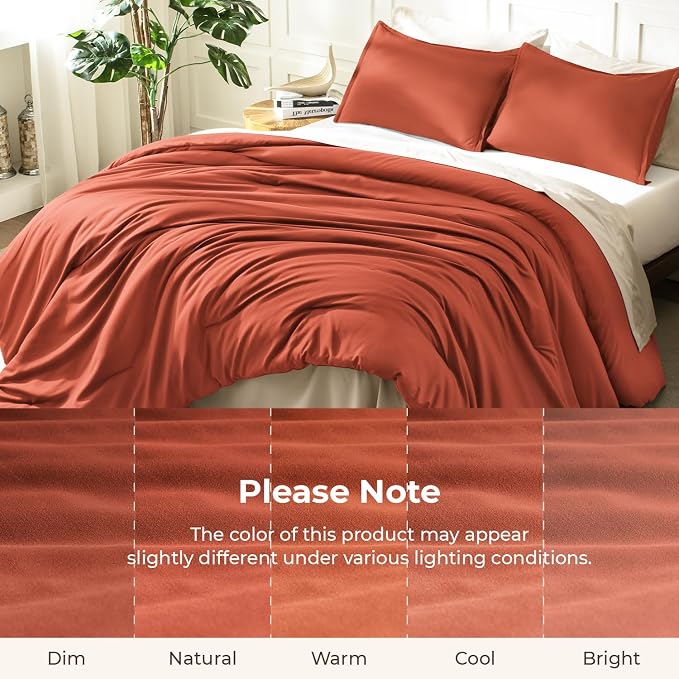 Litanika Burnt Orange Queen Size Bed Comforter Set, 3 Pieces Terracotta Fall - Image 8