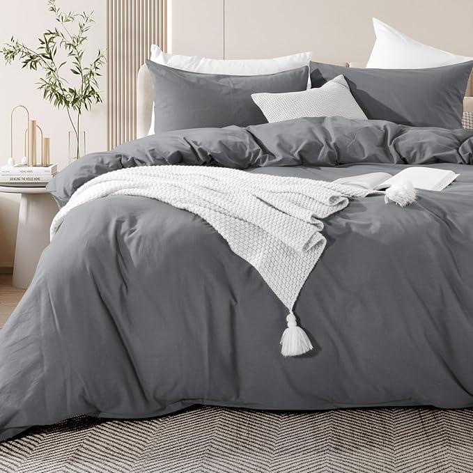 NEXHOME PRO Duvet Cover Set Kids Twin Size Linen Feel Textured Organic Natural by NEXHOMEPRO