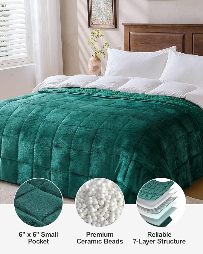 Super Fuzzy Soft Sherpa Fleece Weighted Blanket, 15 lbs Dual Sided Fluffy Heavy - Image 8
