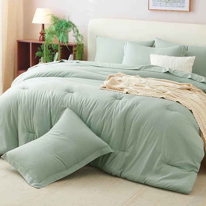 CozyLux Twin XL Comforter Set Sage Green, 5 Pieces Bed in a Bag Twin Extra Long - Image 9