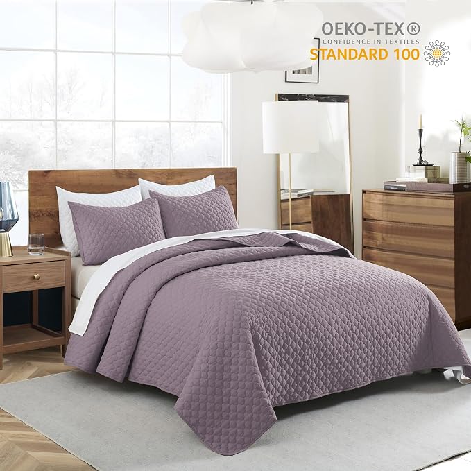 HORIMOTE HOME Quilt King Size Grayish Purple, Lightweight Quilt - Image 5