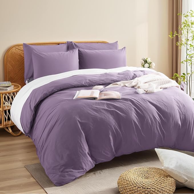 NEXHOME PRO Twin Duvet Cover Set, 100% Washed Cotton - Image 2
