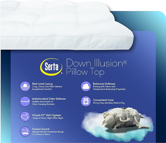 SERTA Down Illusion Soft Hypoallergenic 2 inch Pillowtop Simple Fit Mattress - Image 6