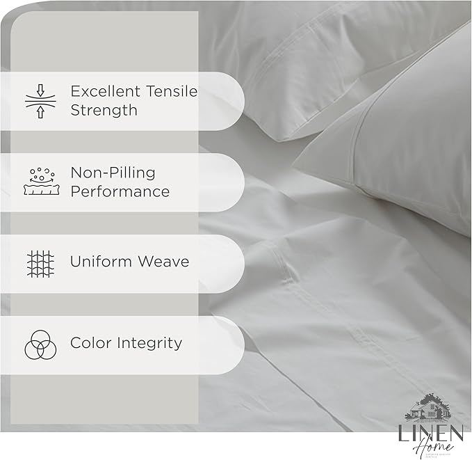Linen Home 100% Cotton Percale Sheets California King Size, Deep Pocket - Image 2