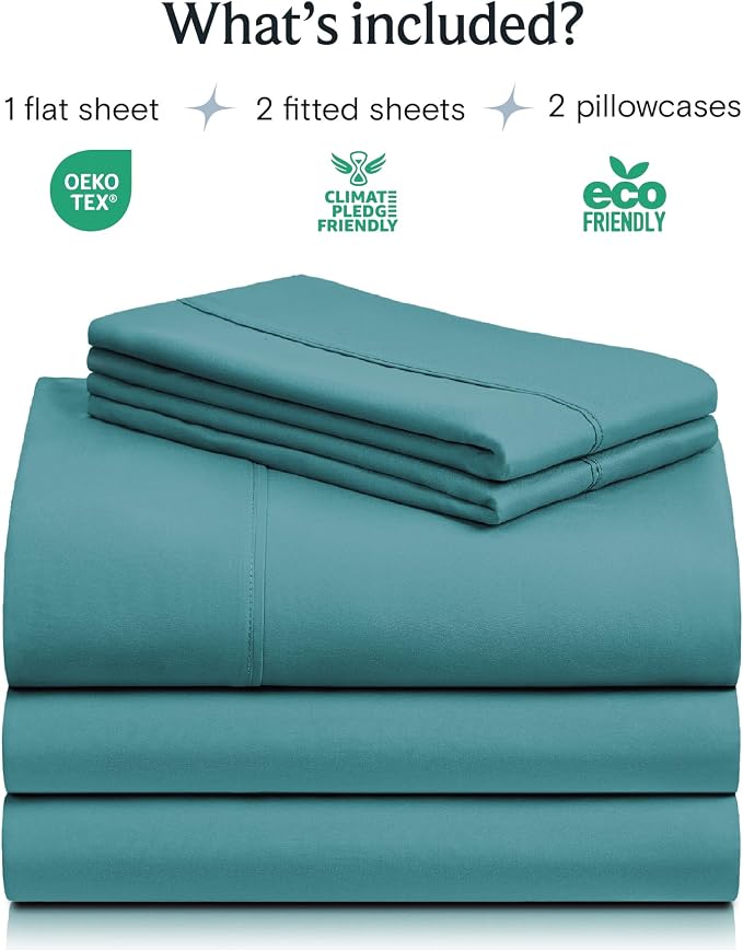 LuxClub 5 PC Split King Sheet Set, Breathable Luxury Bed Sheets, Deep Pockets - Image 2
