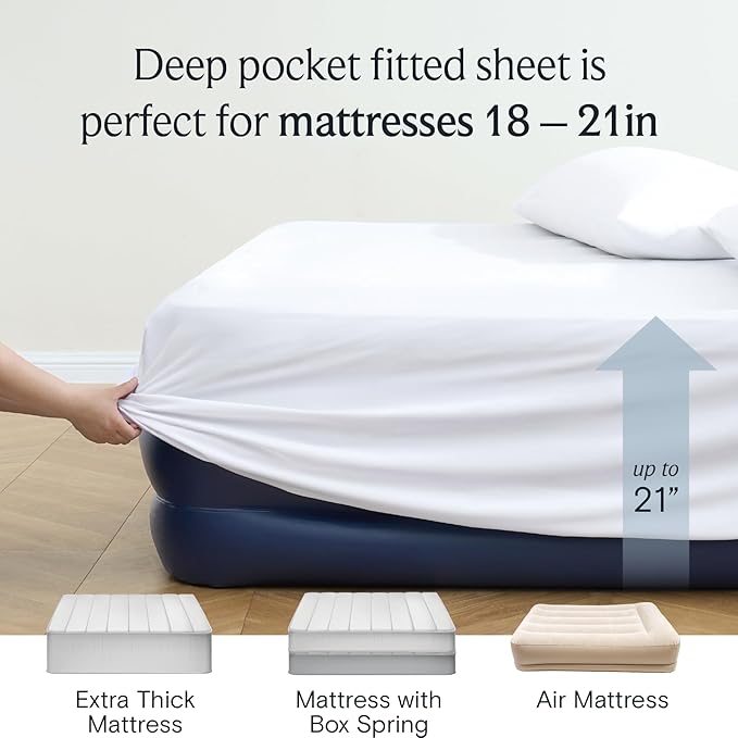 LuxClub 4 PC Queen Sheet Set, Bed Sheets Queen Size, Deep Pockets 18" Wrinkle - Image 6