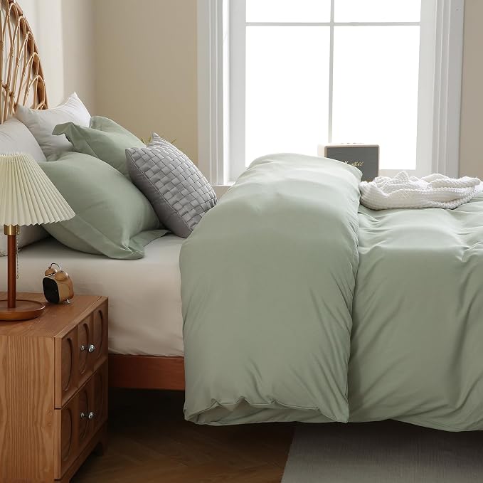 JSD Sage Green Duvet Cover Set Full Size, 3 Piece Duvet Cover - Image 7