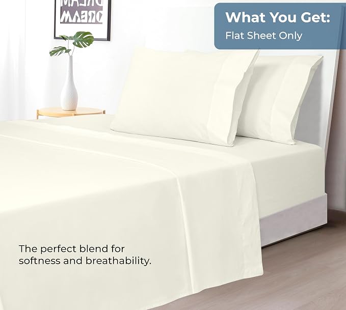 Royale Linens 100% Organic Cotton Full Flat Sheet Only - Image 5