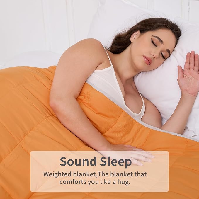 Weighted Blanket 12lbs Queen Size Orange Grey 60"x80" Weighted Blankets - Image 6