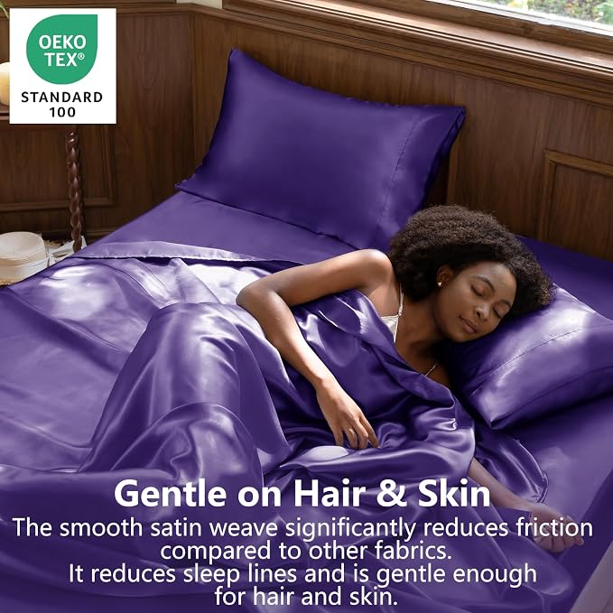 CozyLux Satin Sheets Queen Size Bed Set - Image 2