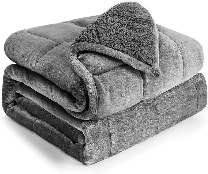 Cottonblue 20lbs Weighted Blanket Queen Size, 60x80 Inches Grey Sherpa Weighted by Cottonblue