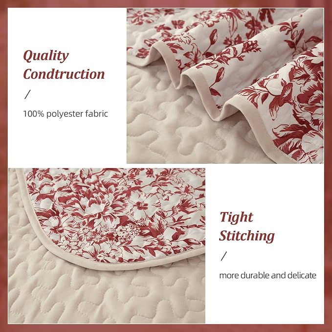 WONGS BEDDING Quilt King Size, Christmas Red Quilt Bedding Set - Image 4