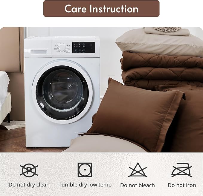 MUXHOMO 7 Pieces King Comforter Set, Reversible Bed in a Bag King Size - Image 9