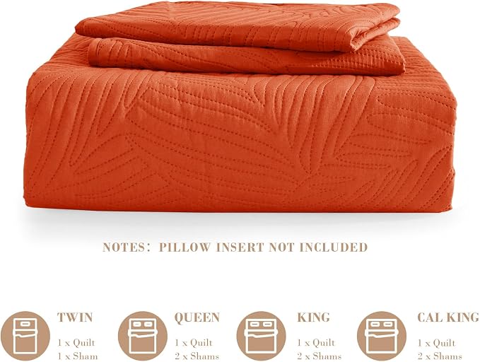 Exclusivo Mezcla California King Quilt Bedding Set, Lightweight Burnt Orange - Image 6