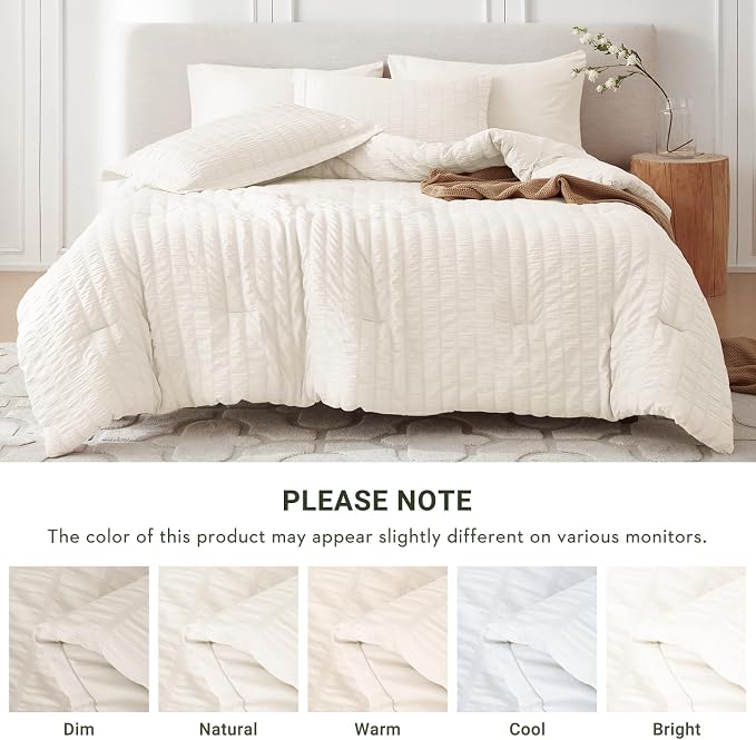 MUXHOMO 5 Pieces Twin Comforter Set, Seersucker Bed in a Bag Twin Size - Image 5