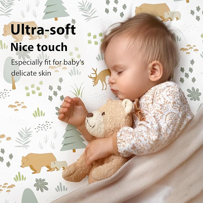 Baby Crib Sheets for Boys and Girls, 3 Pack Fitted Crib Sheets Neutral for - Image 2
