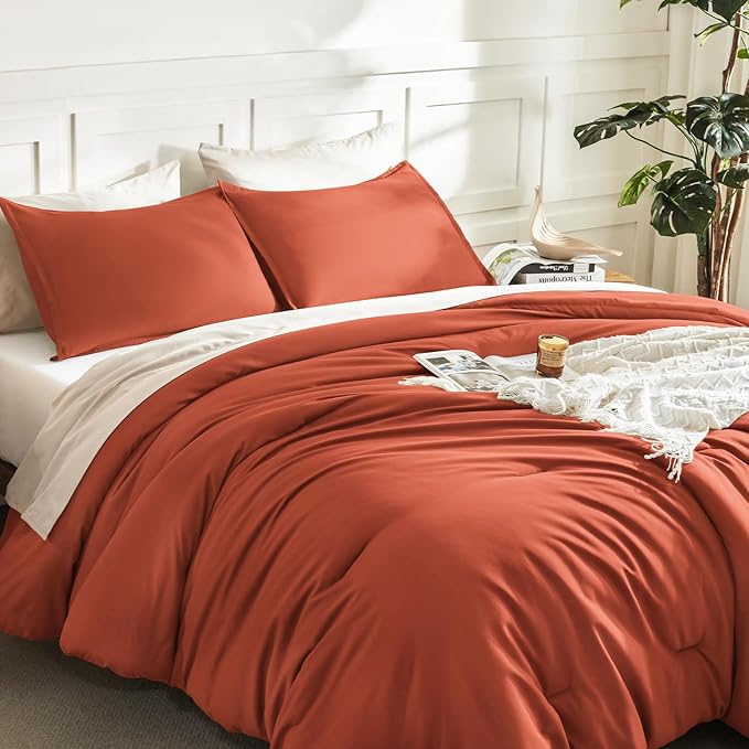 Litanika Oversized King Comforters Burnt Orange Super King Size, 3 Pieces - Image 5