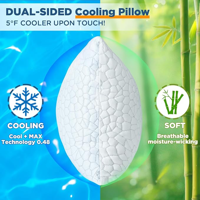 Cooling Pillow Queen Size Set of 2, Adjustable Bed Pillows - Image 2