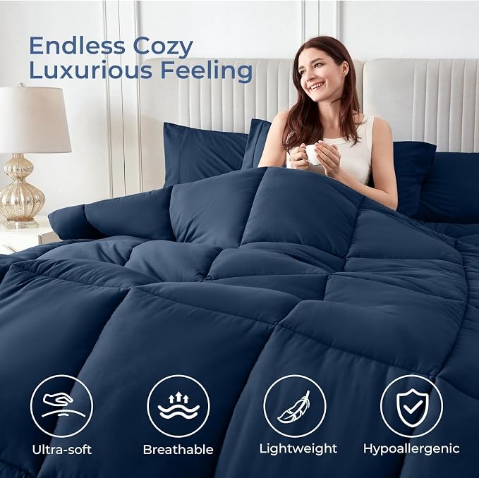 Sasttie Full Size Comforter Sets, 7 Pieces Bed in a Bag Full, Complete Bedding - Image 8