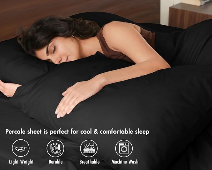 RUVANTI 100% Cotton Sheets – Twin Size Percale Bedding, Cooling & Breathable - Image 3