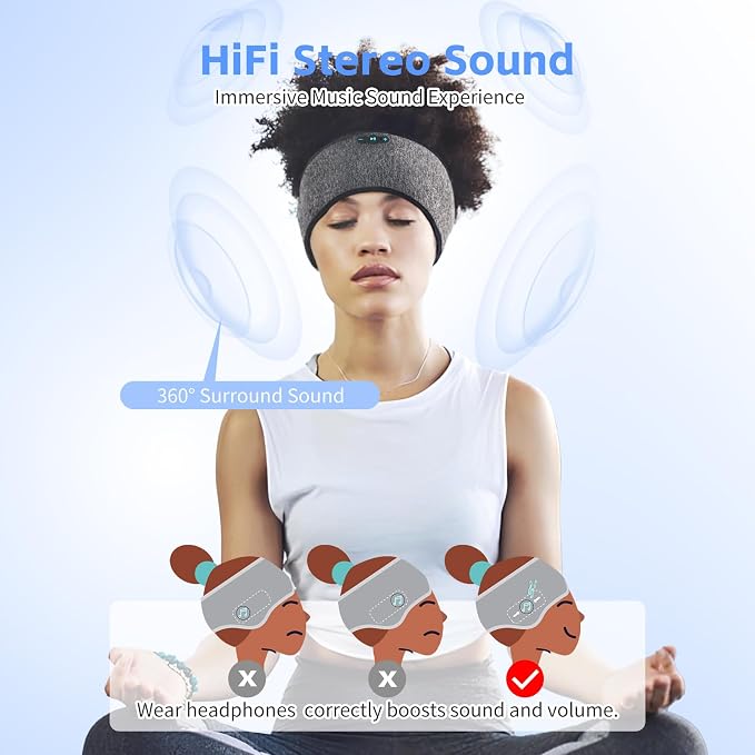 2 Pack Sleep Headphones Bluetooth 6.0 Headband, 20Hr Headband Headphones - Image 6