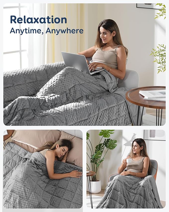 Kivik Weighted Blanket 15 lbs for Adults, Minky Dot Heavy Blankets, Microfiber - Image 5