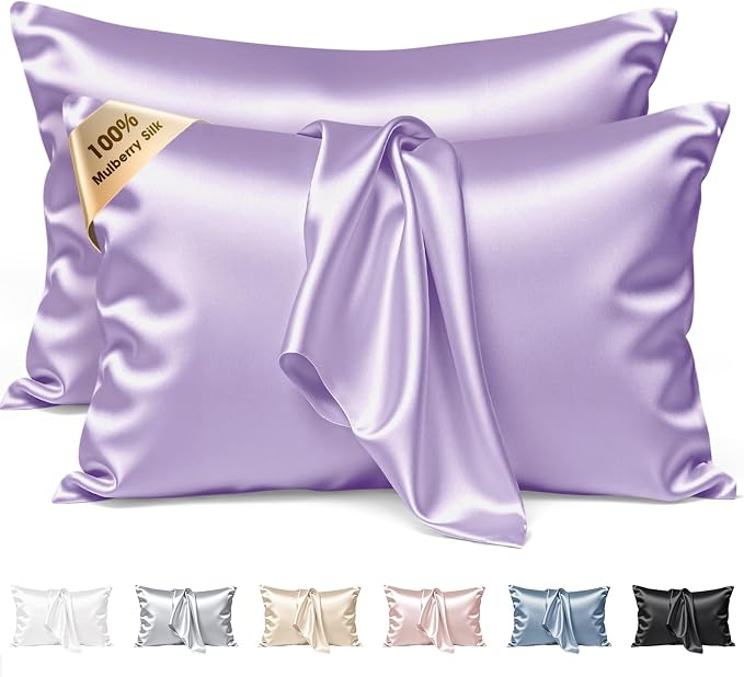 Silk Pillow Cases 2 Pack Standard Size Mulberry Silk Pillowcase Set of 2 by BRINGYOUTHEBEST