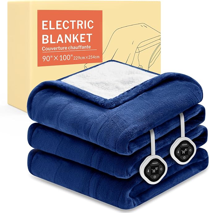 HOMLYNS LuxeHeat Heated Blanket Electric Blanket King Size, Soft Flannel Sherpa by HOMLYNS