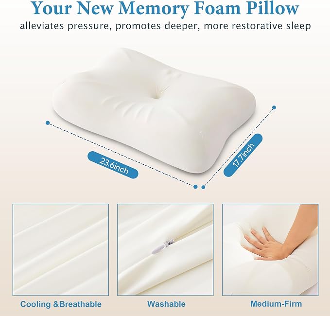 Cervical Neck Pillow for Pain Relief, Odorless Memory Foam Pillow - Image 6