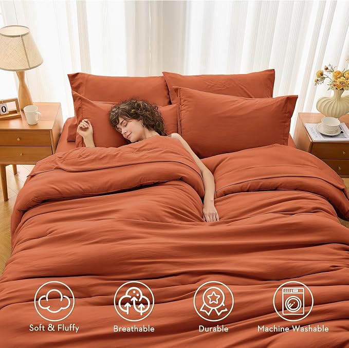 MUXHOMO 7 Pieces California King Comforter Set, Soft Bed in a Bag Cal King Size - Image 2